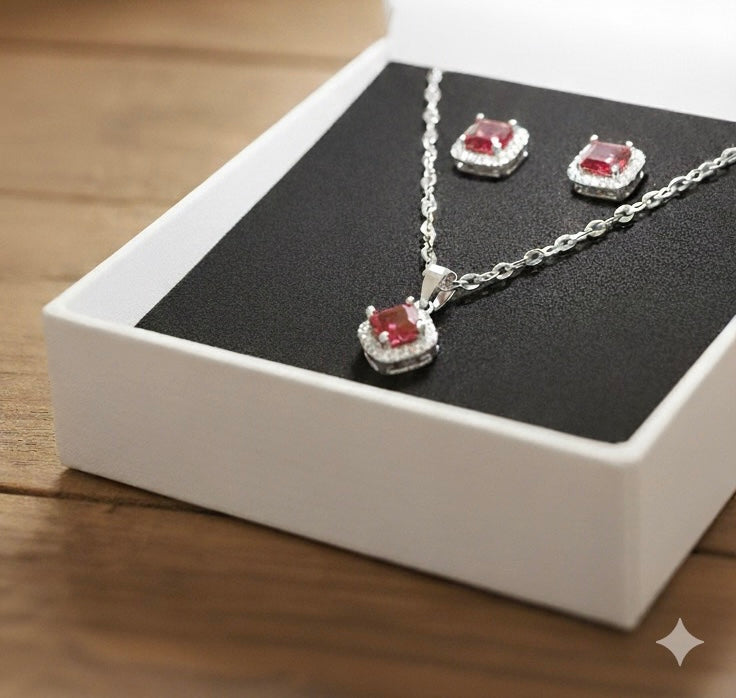 Zircon red stone set