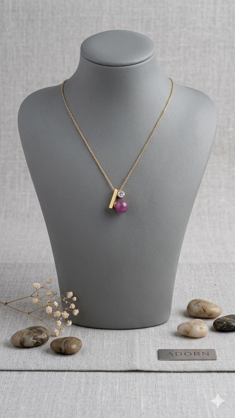 π Berry Bar Pendant Necklace